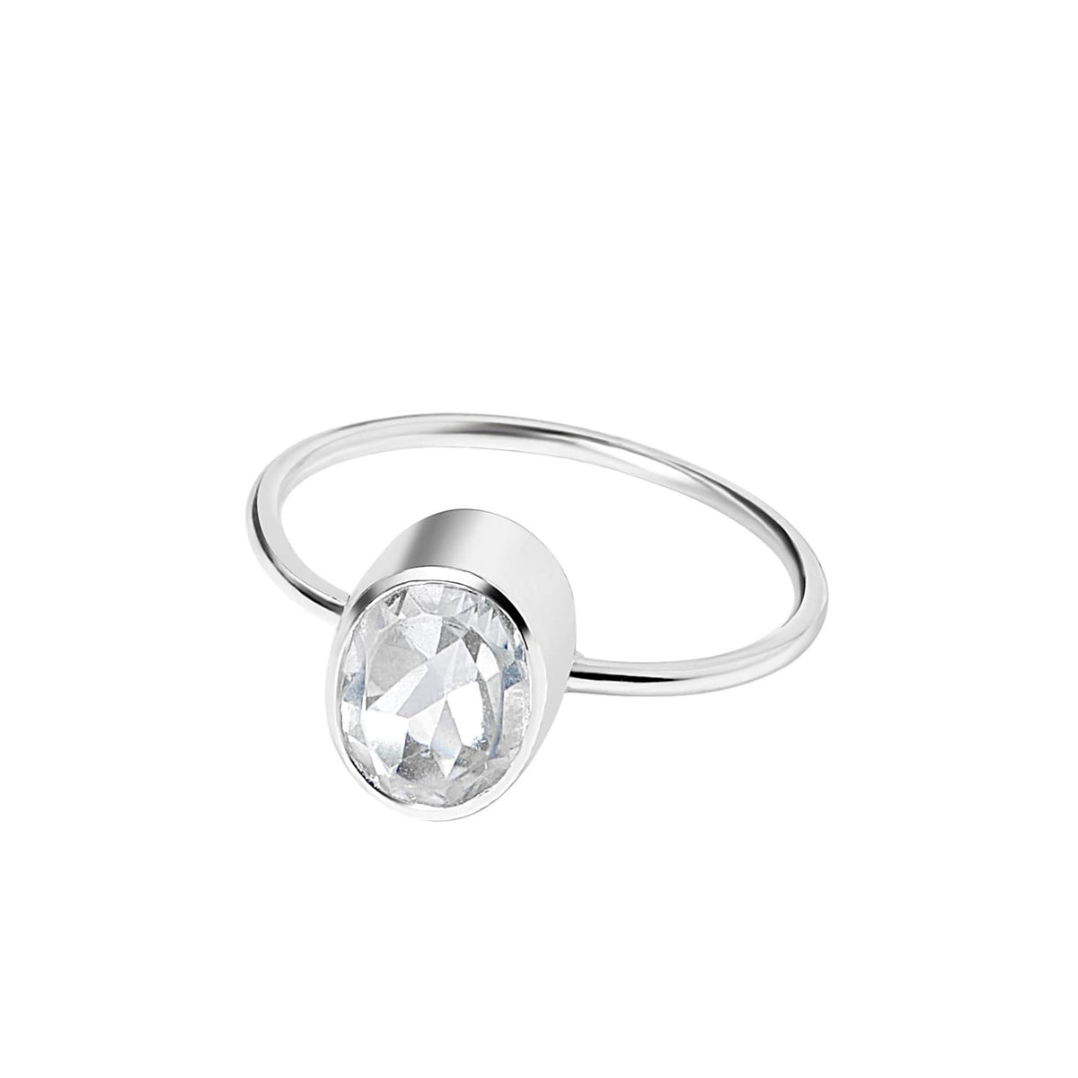 Renata Oval Crystal -Silver Ring
