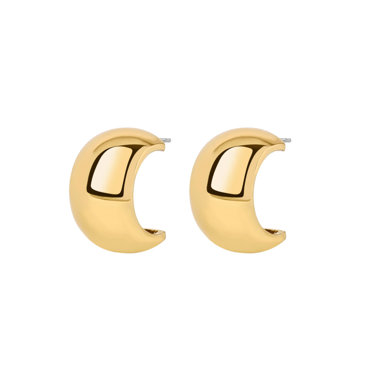 Blue Wide Half Hoop Earrings - Gold