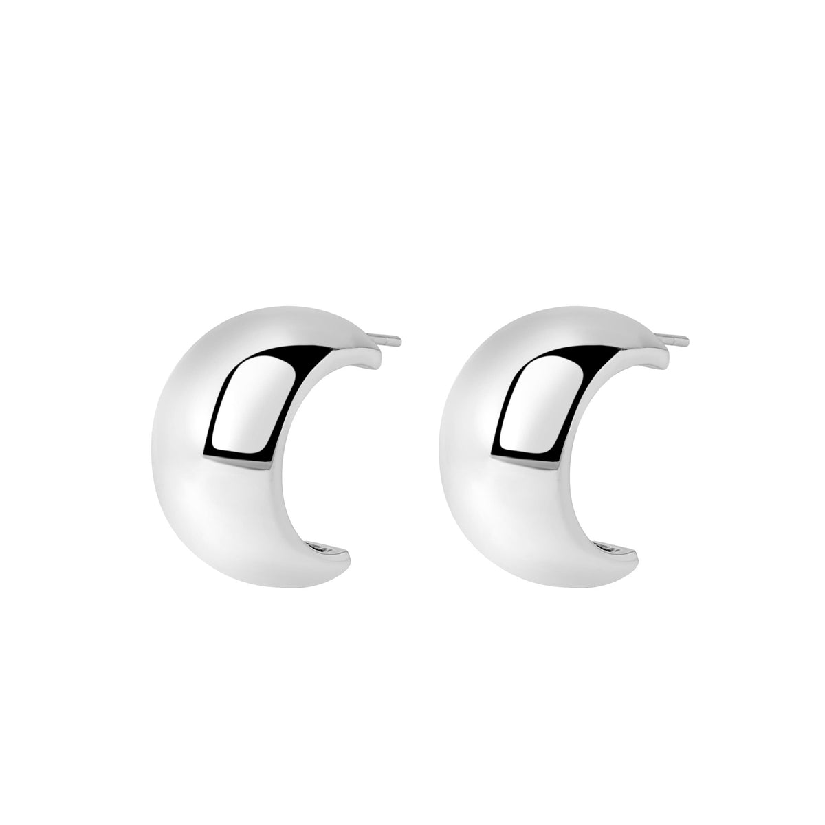 Blue Wide Half Hoop Earrings - Silver