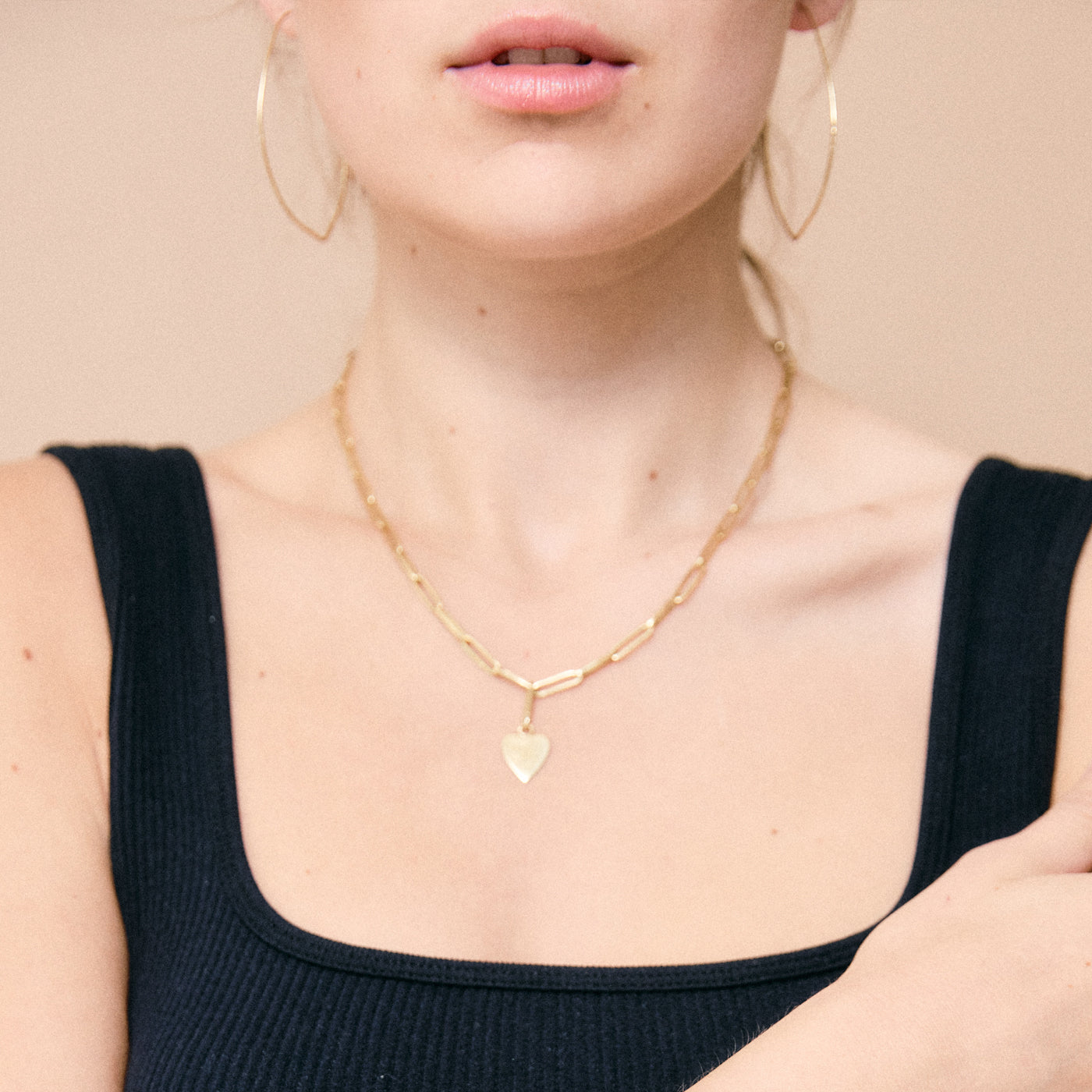 Paperclip Heart Necklace - Gold