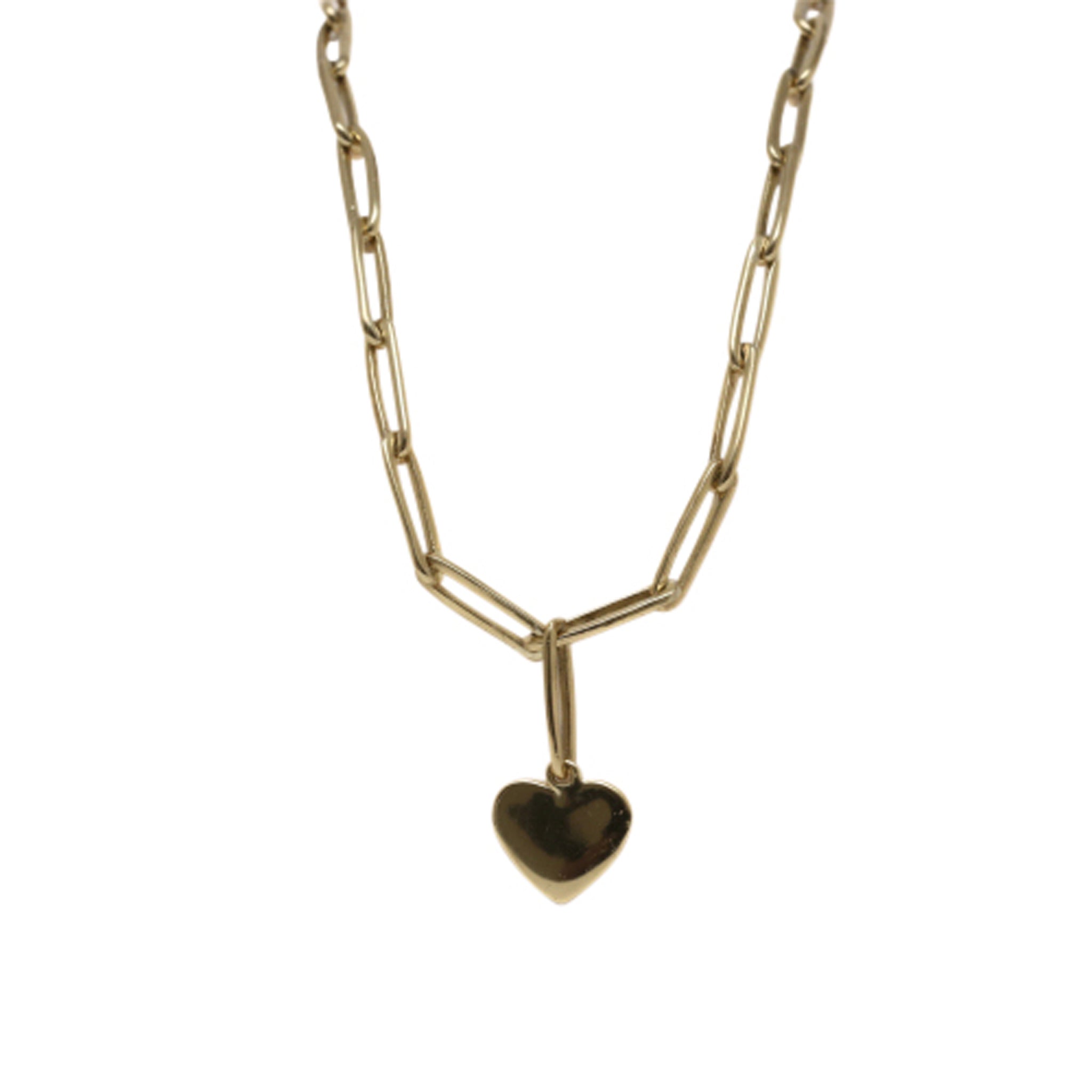 Paperclip Heart Necklace - Gold