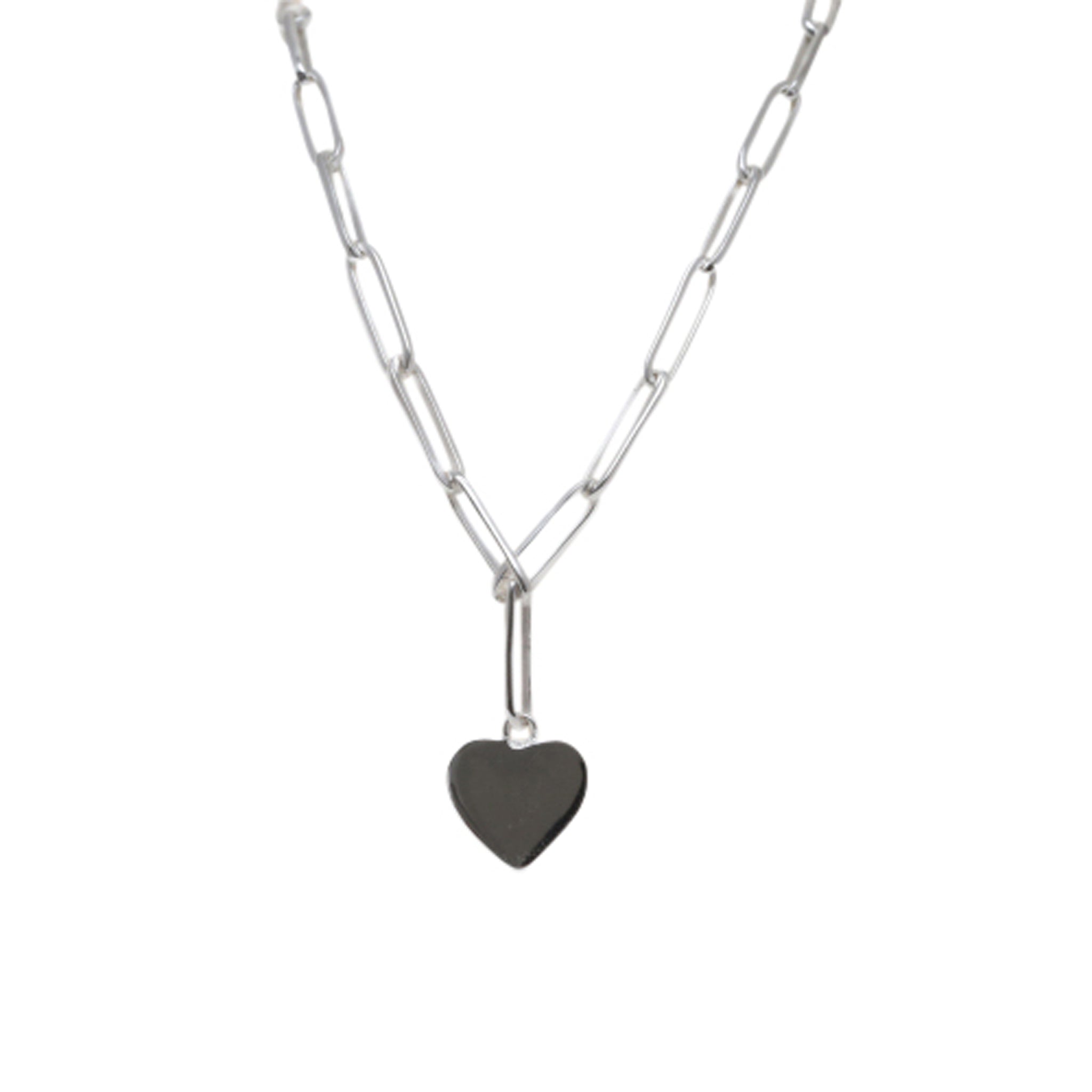 Paperclip Heart Necklace - Silver