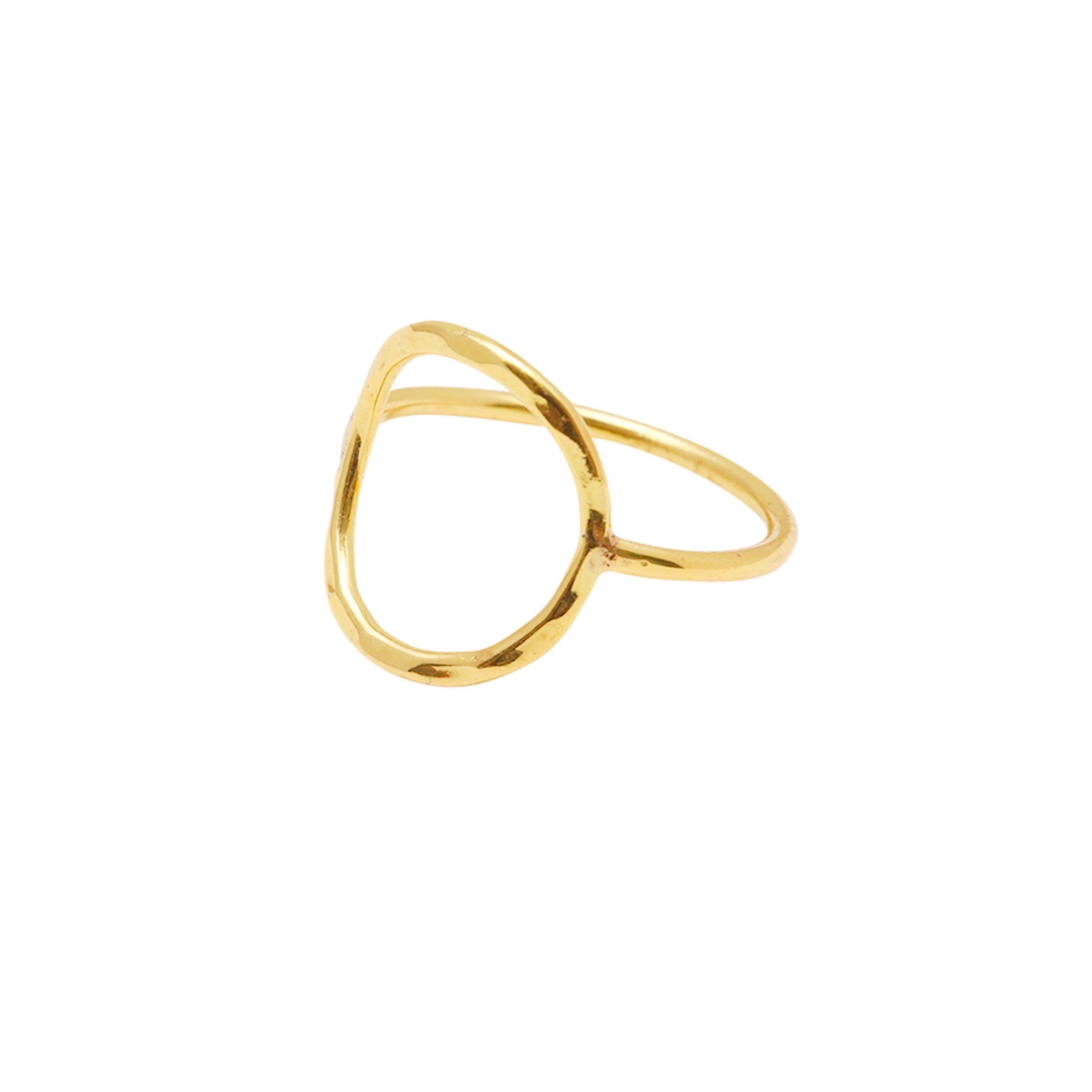 Oval Ring - Hammered Gold
