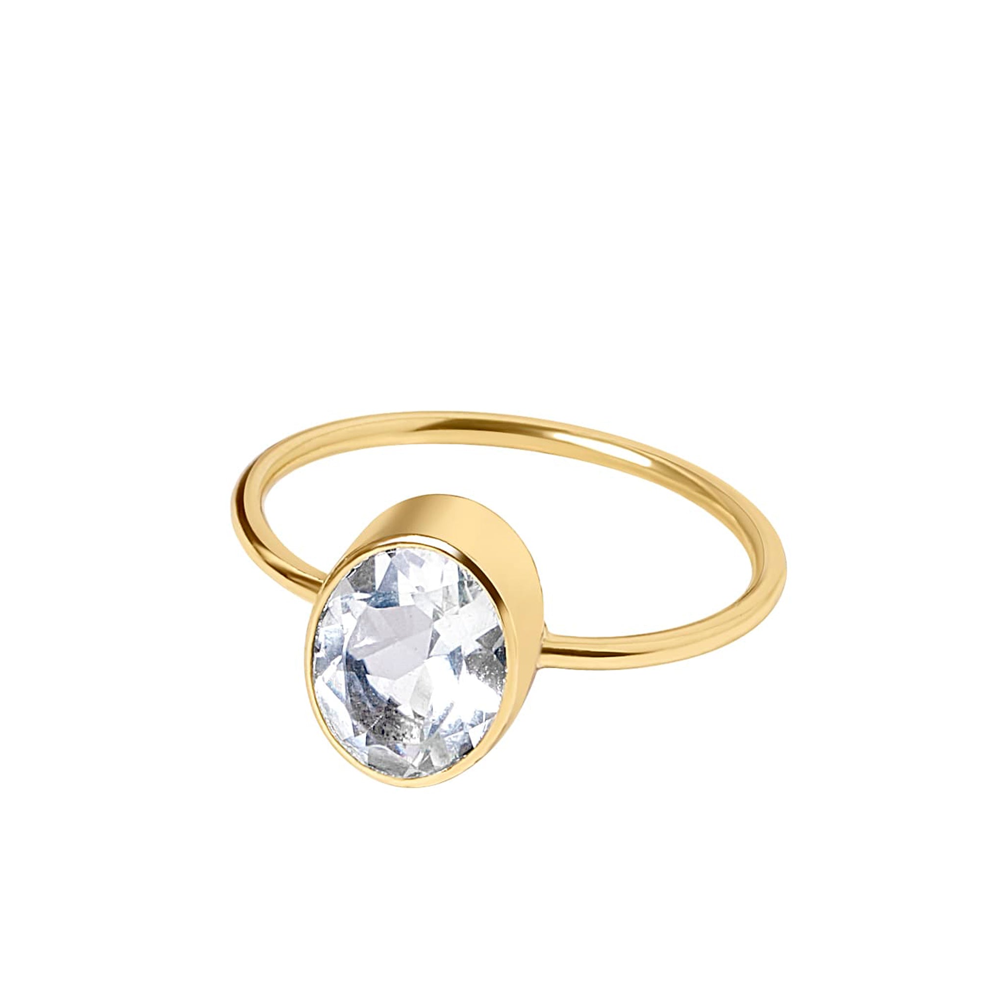 Renata Oval Crystal Ring - Gold